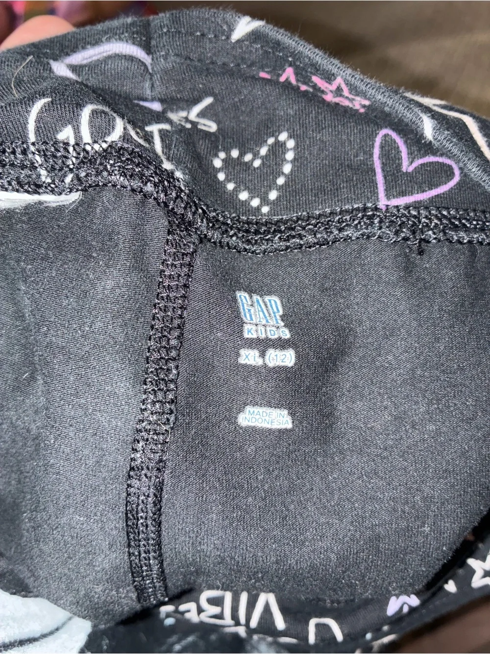 GAP Black Leggings with Colorful Heart & Star Doodles